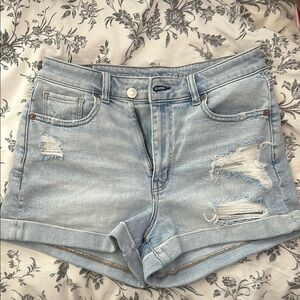 American Eagle Outfitters Blue Jean Shorts Distressed High-Waisted